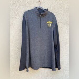 NHL Hockey Boston Bruins Mens Jacket 1/4 Zip Sweatshirt Size 2XL Athletic Gray